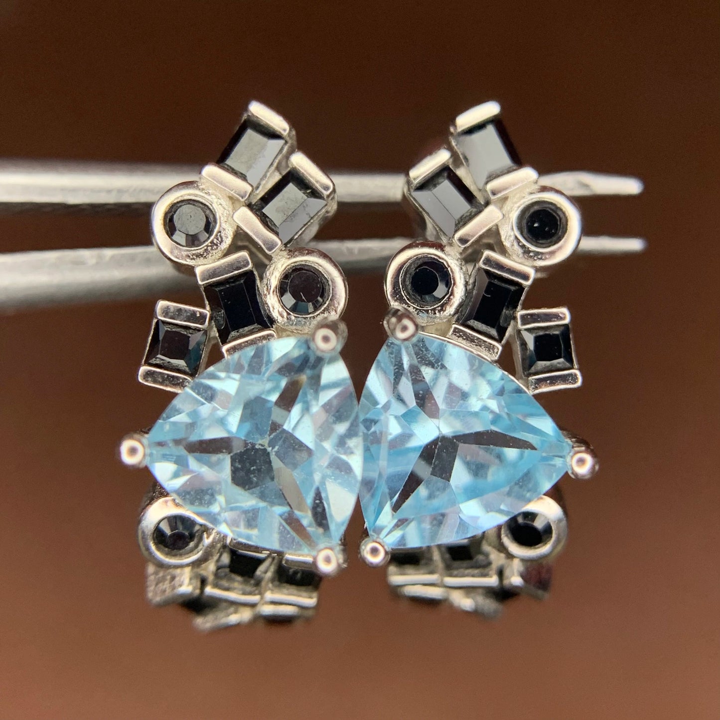 Oorbellen met Swiss blue topaas – 17.50 ct, gerhodineerd, blauw, 925 sterling zilver