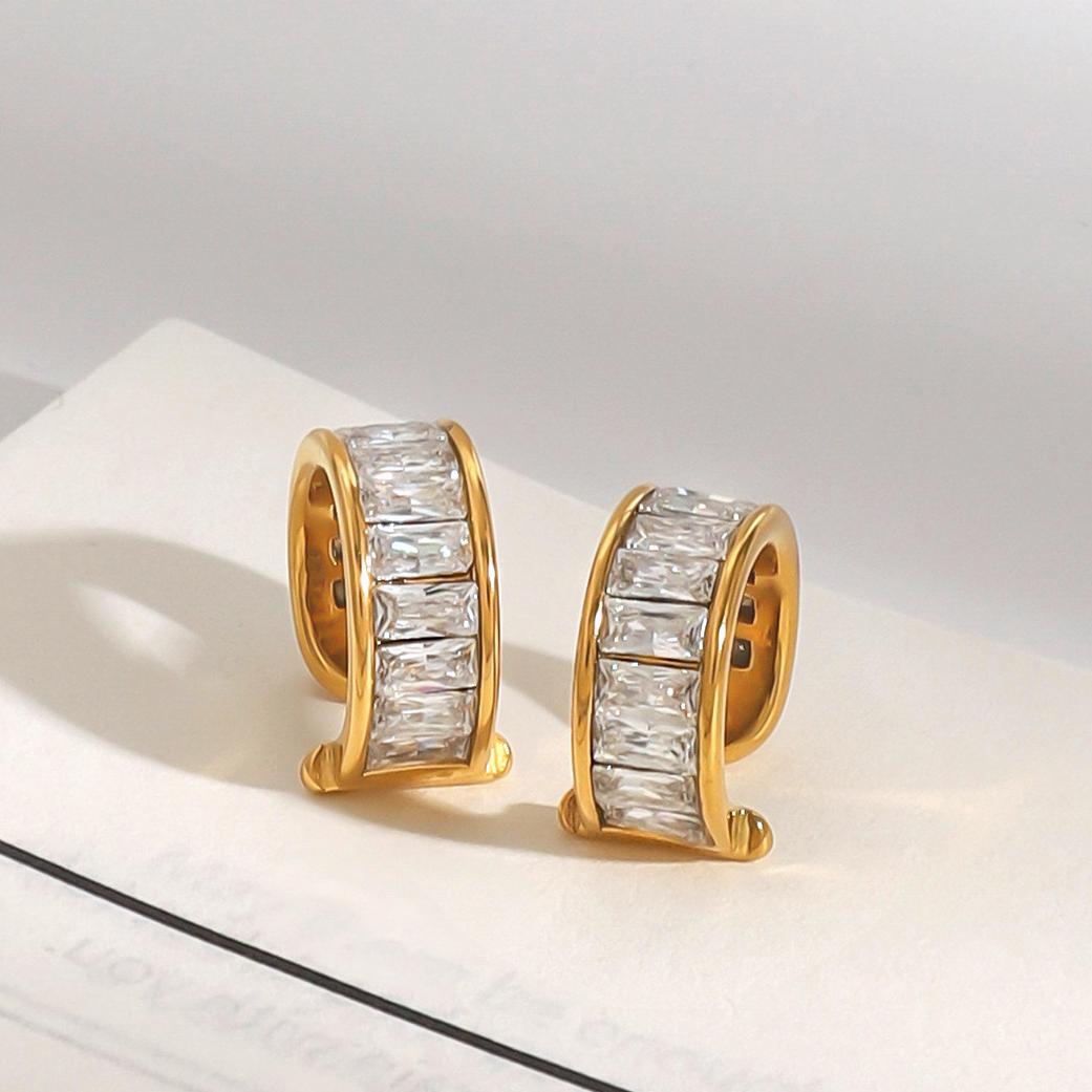 18 Karaats goud vergulde luxueuze clip-on oorbellen met zirkonia's