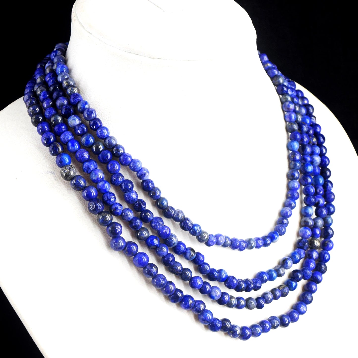 Echte 4-Rijige Lapis Lazuli Kralenketting 436,00 CT