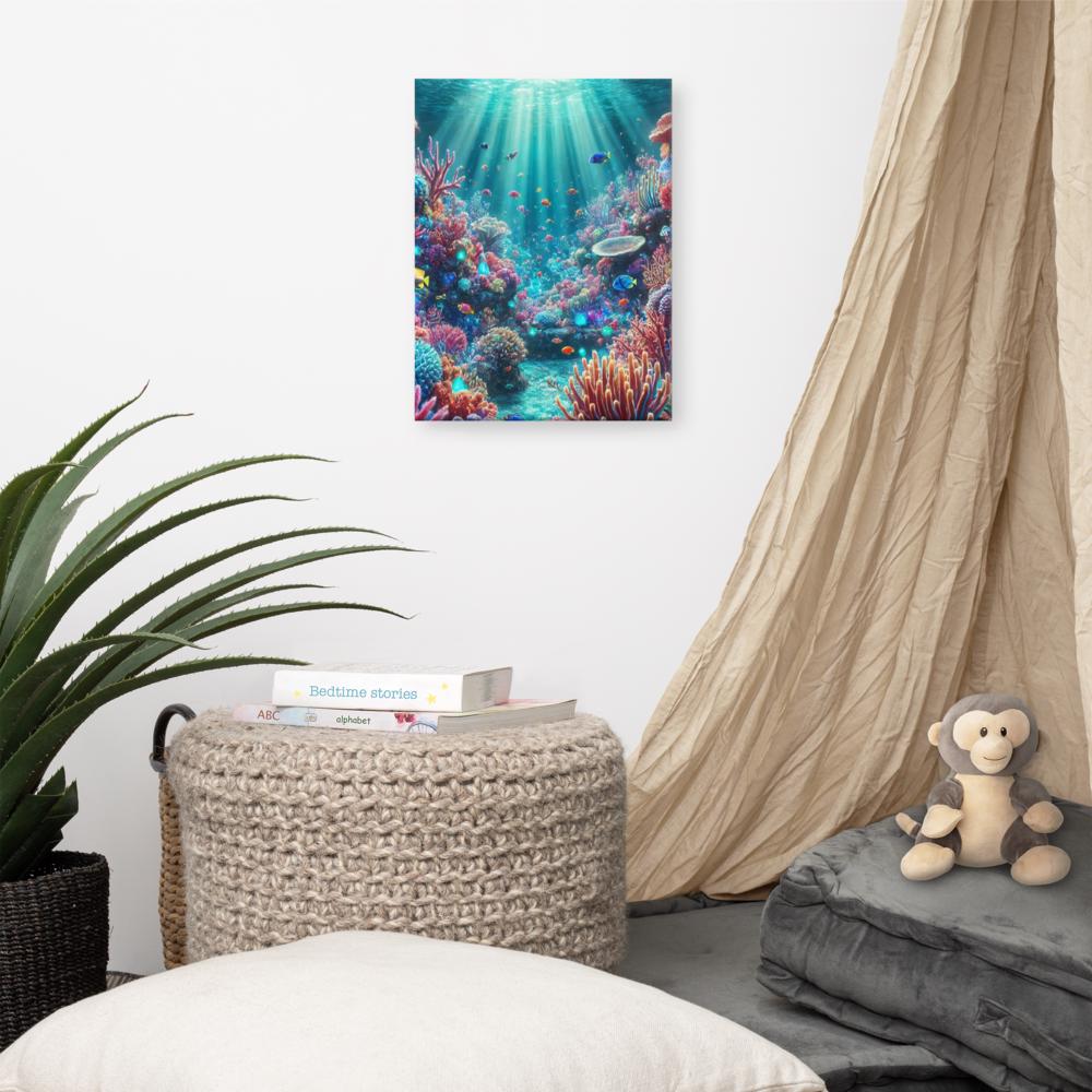Aquatische Gelukzaligheid - Verken de Onderwaterwereld met onze Canvas Wanddecoratie