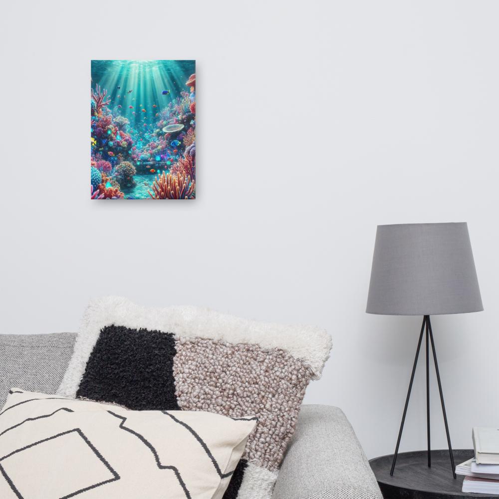 Aquatische Gelukzaligheid - Verken de Onderwaterwereld met onze Canvas Wanddecoratie