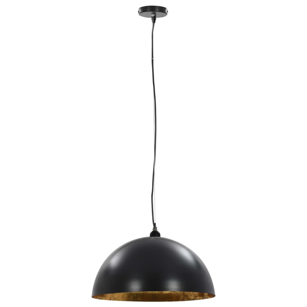 Plafondlampen 2 st halfrond E27 50 cm zwart en goudkleurig