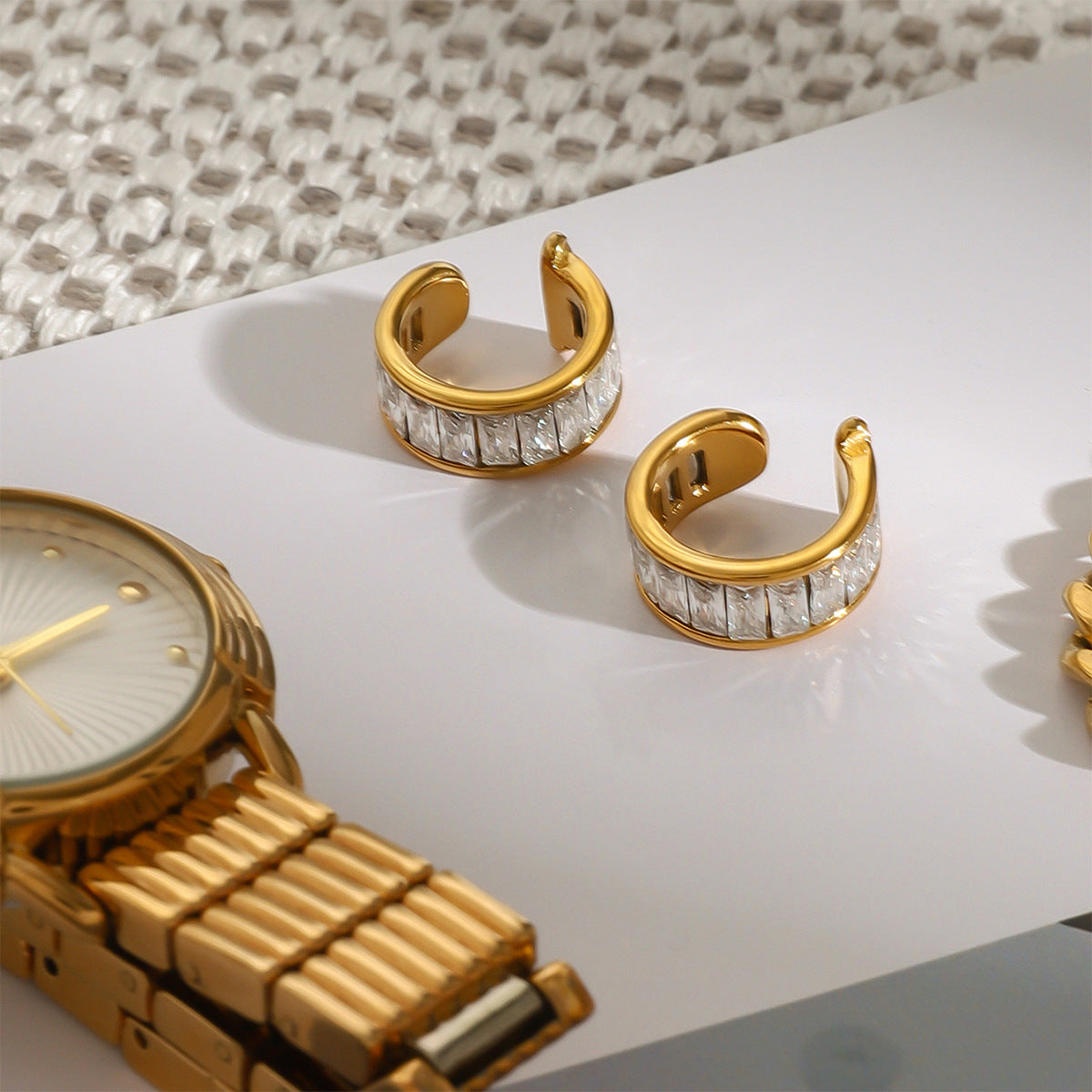 18 Karaats goud vergulde luxueuze clip-on oorbellen met zirkonia's
