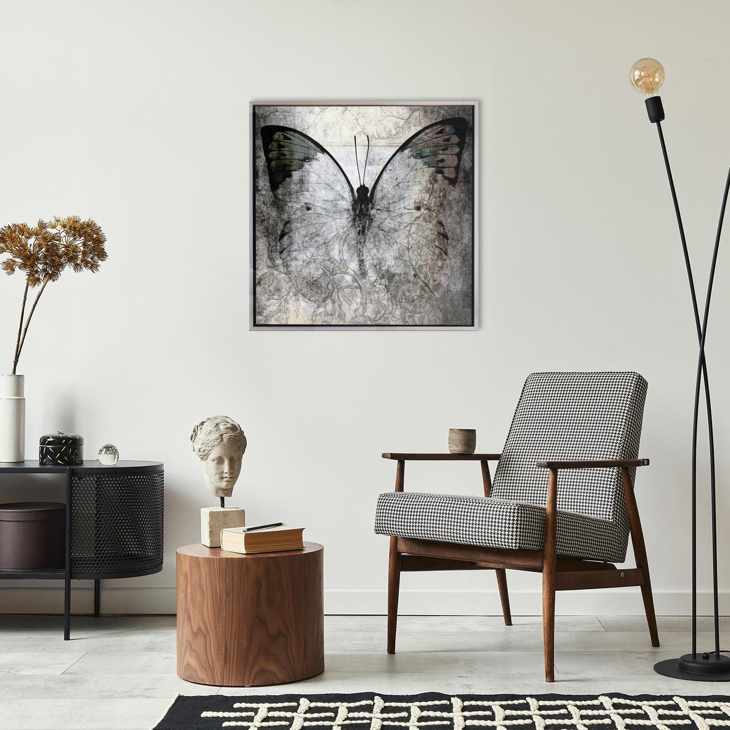 Unique Treasure Canvas Wanddecoratie Papilio 50×50 cm met Schaduwvoeglijst