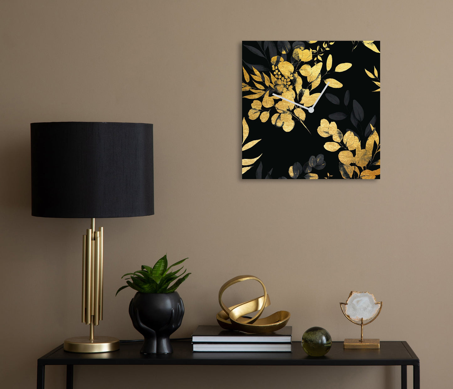 Goldveloce acrylglas wandklok met bladgoud – moderne design klok
