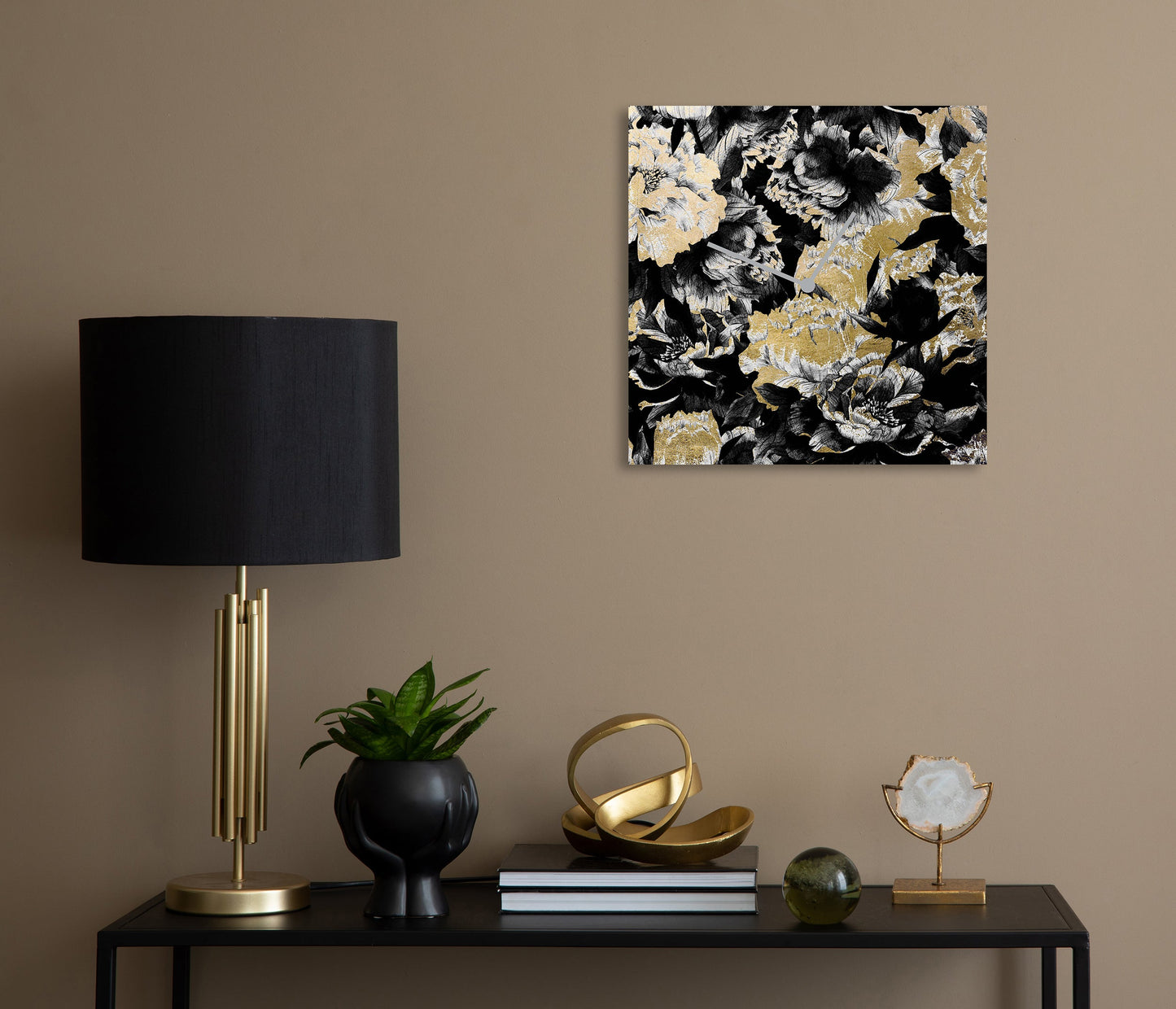 Grand Aureum Luxe Wandklok met Bladgoud – Design Acrylglas Klok van Unique Treasure