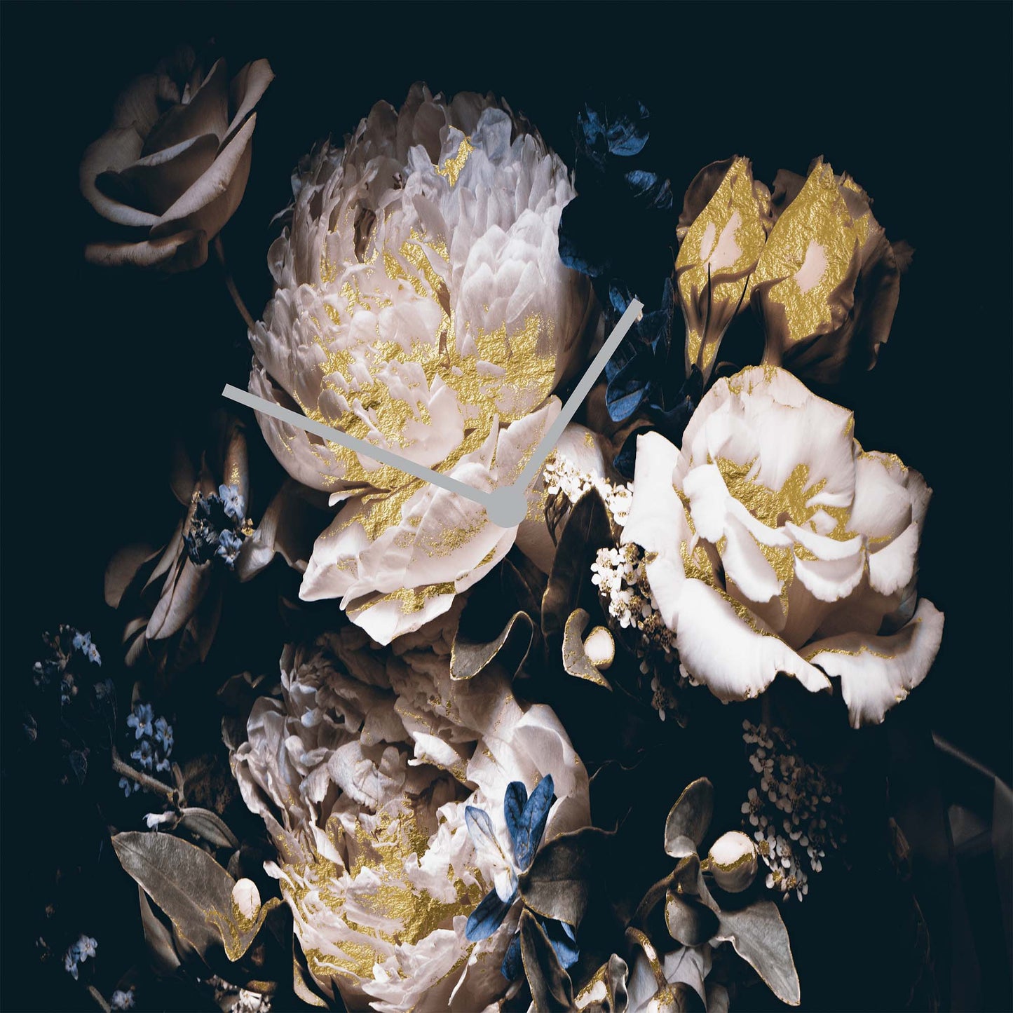 Golden Flower gold leaf clock