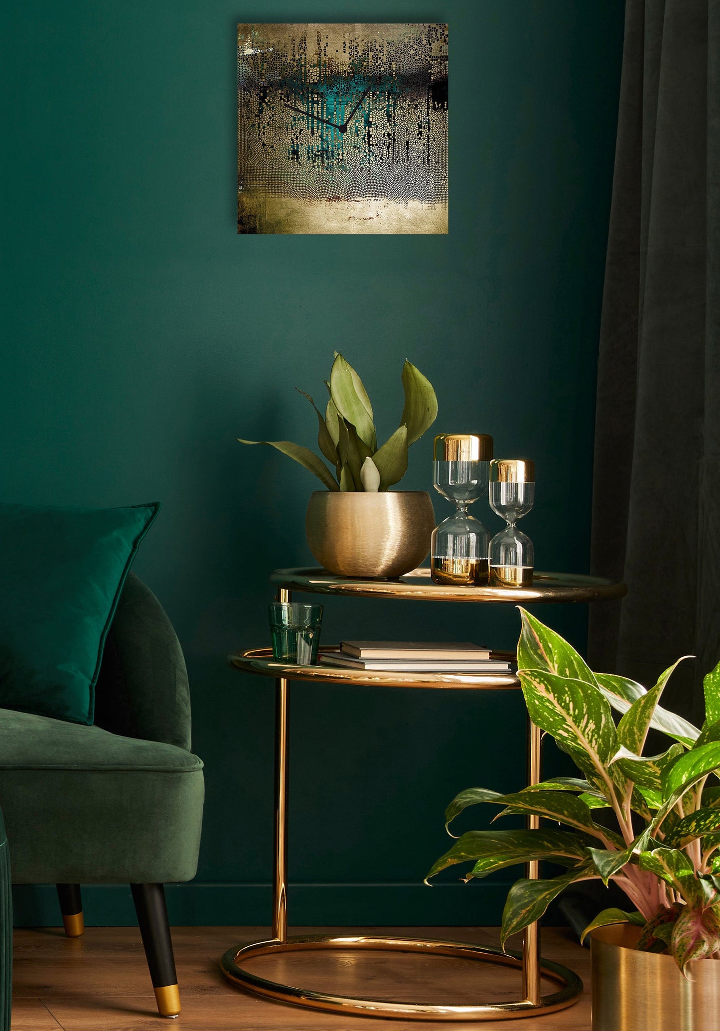 Acrylglas wandklok “Valore Aureo” met bladgoud – luxe designklok