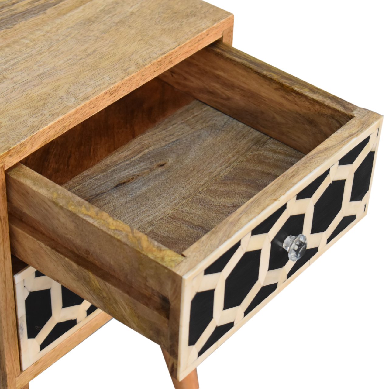 Handgemaakte - Luxe nachtkastje – mini formaat – bone inlay – 2 lades – handgemaakt