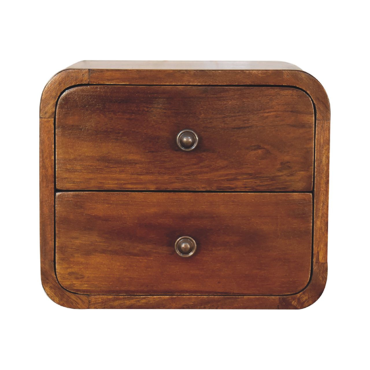 Handgemaakte -Elegant wandkastje – zwevend – mini formaat – kastanjehout