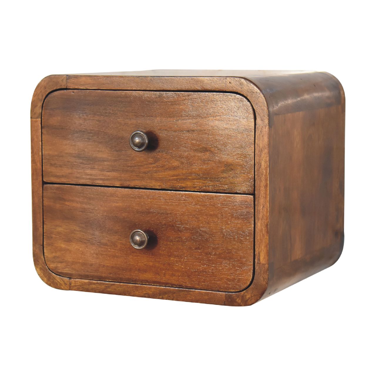 Handgemaakte -Elegant wandkastje – zwevend – mini formaat – kastanjehout
