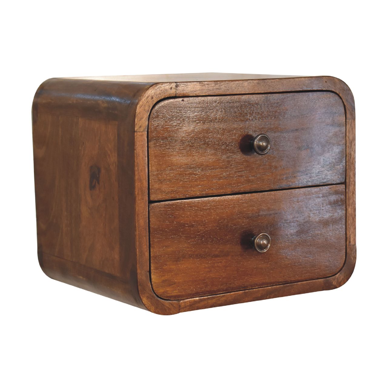 Handgemaakte -Elegant wandkastje – zwevend – mini formaat – kastanjehout