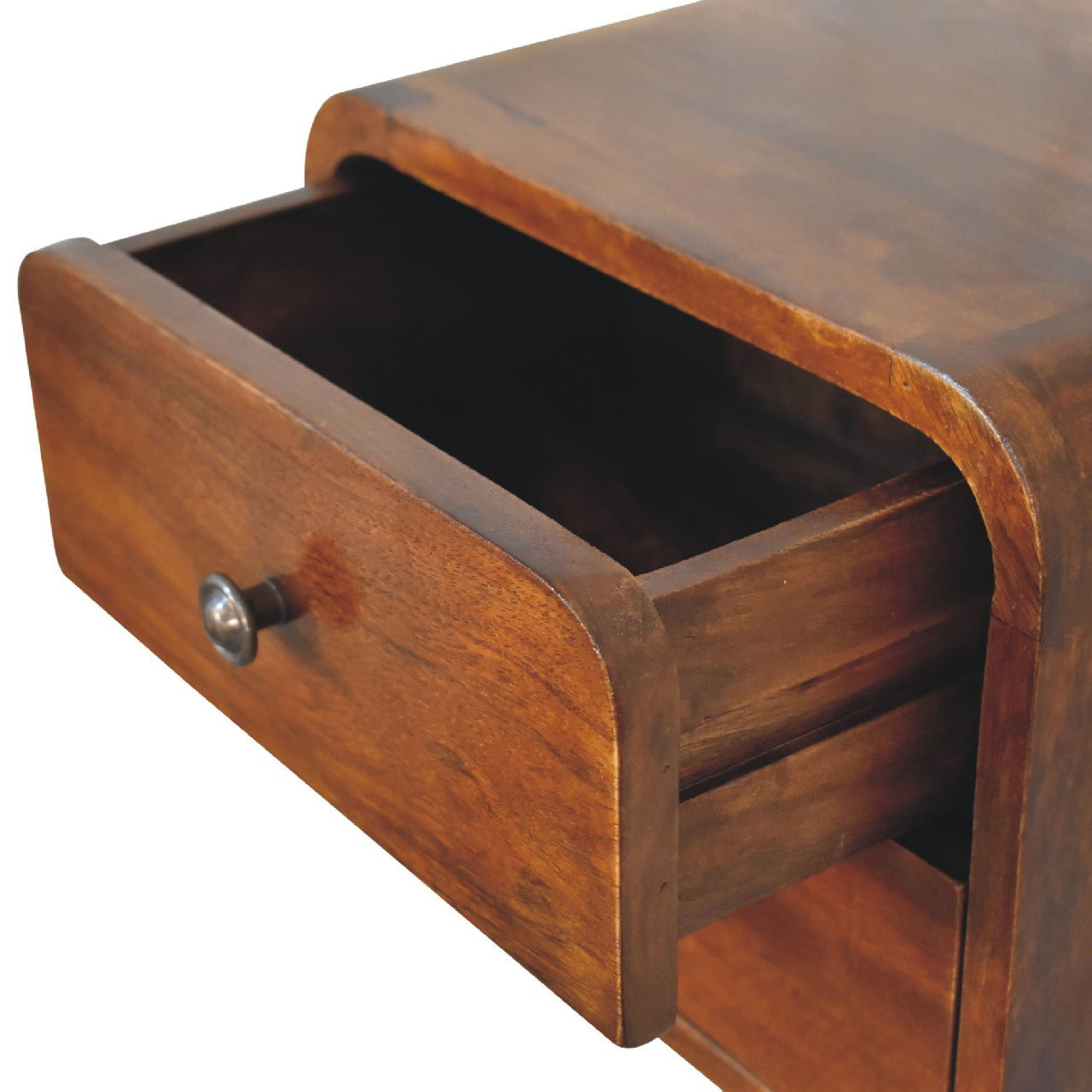 Handgemaakte -Elegant wandkastje – zwevend – mini formaat – kastanjehout
