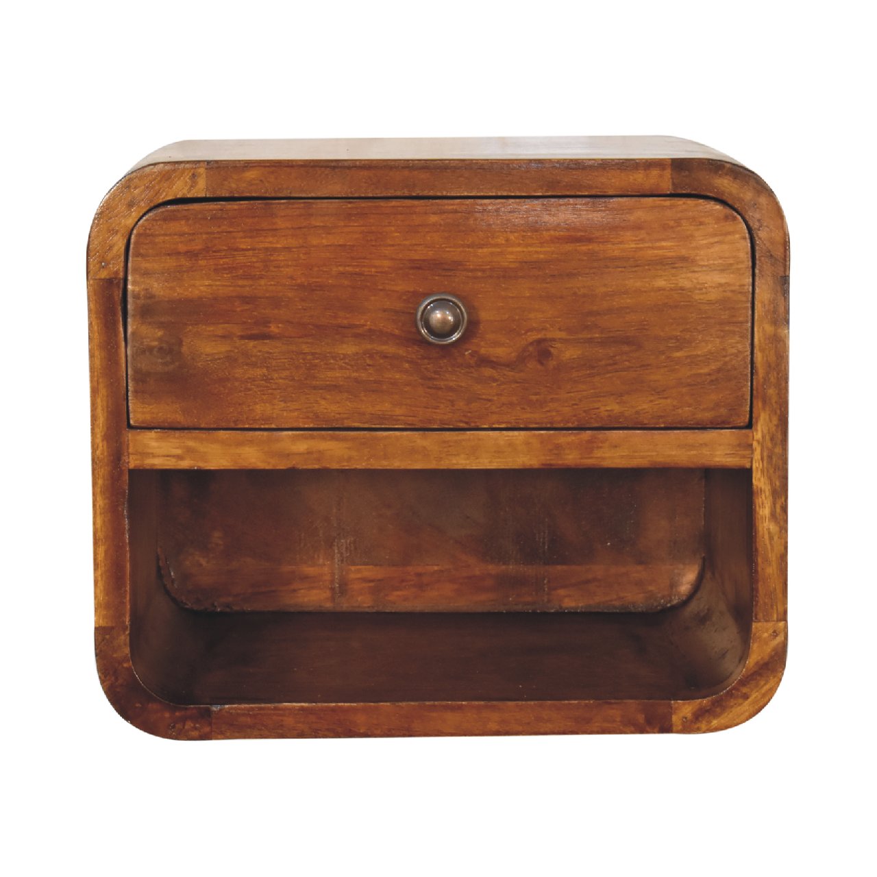 Stijlvol wandkastje – zwevend – gebogen houtstijl – compact model