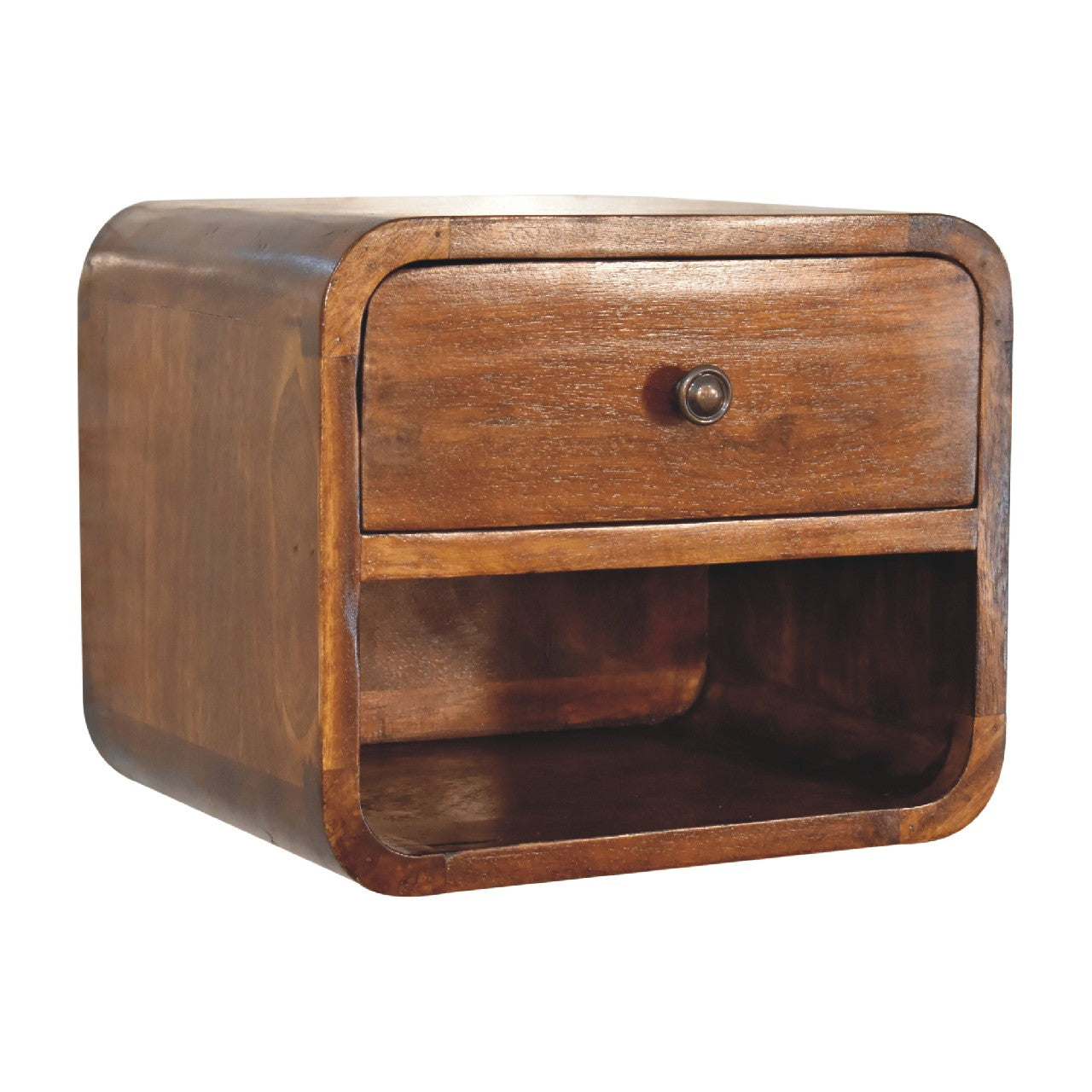 Stijlvol wandkastje – zwevend – gebogen houtstijl – compact model