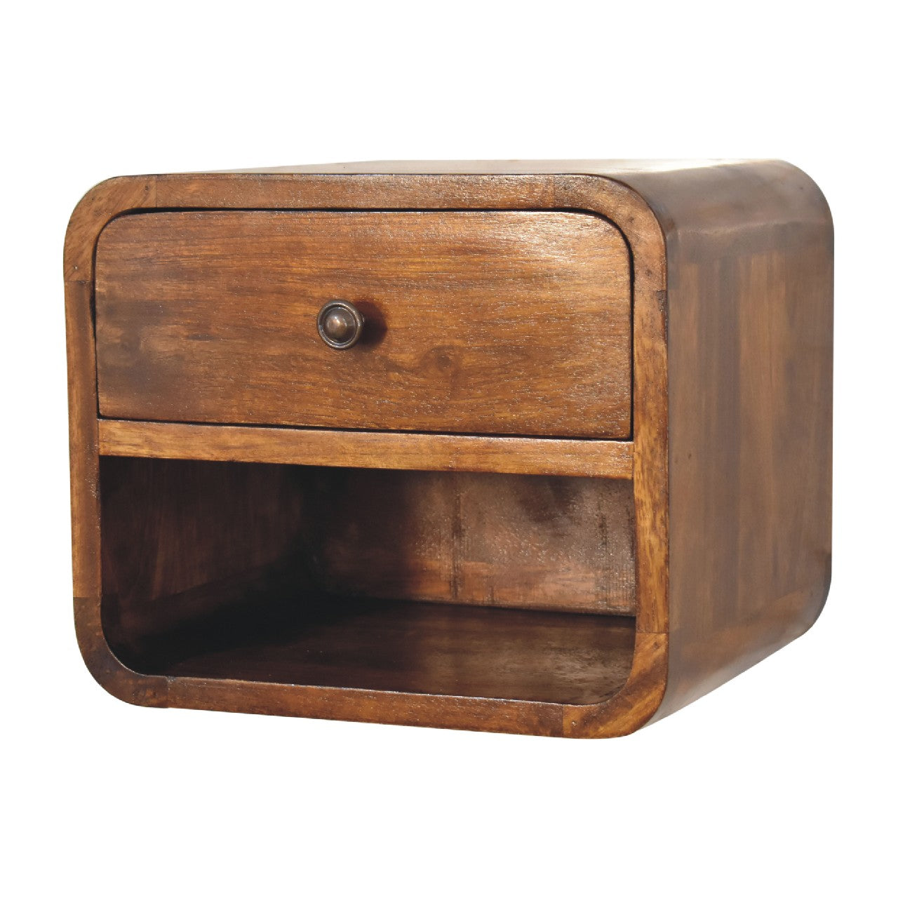 Stijlvol wandkastje – zwevend – gebogen houtstijl – compact model