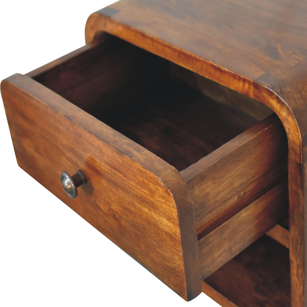 Stijlvol wandkastje – zwevend – gebogen houtstijl – compact model