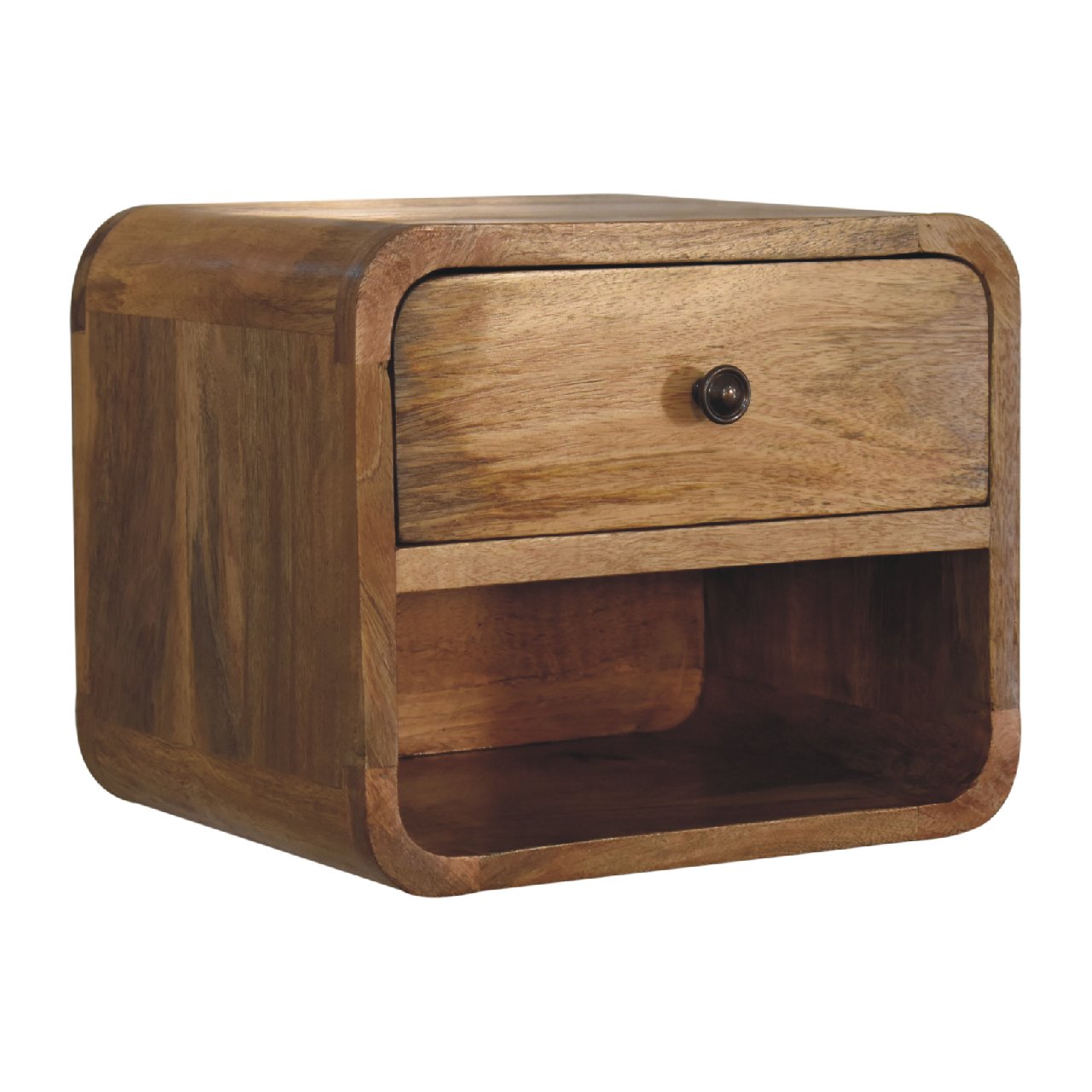 Handgemaakte -Modern wandkastje – open – zwevend – eikenlook – minimalistisch