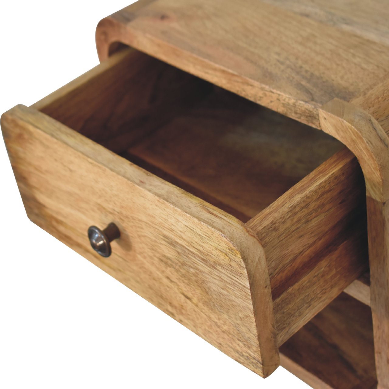 Handgemaakte -Modern wandkastje – open – zwevend – eikenlook – minimalistisch