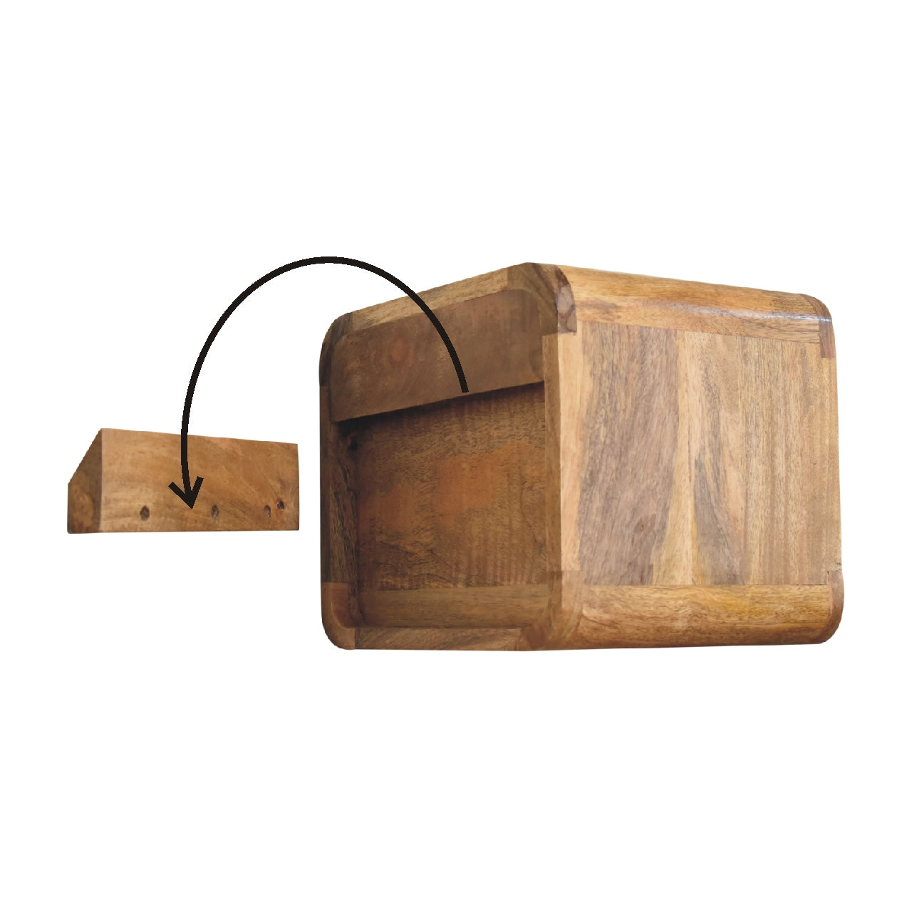 Handgemaakte -Modern wandkastje – open – zwevend – eikenlook – minimalistisch