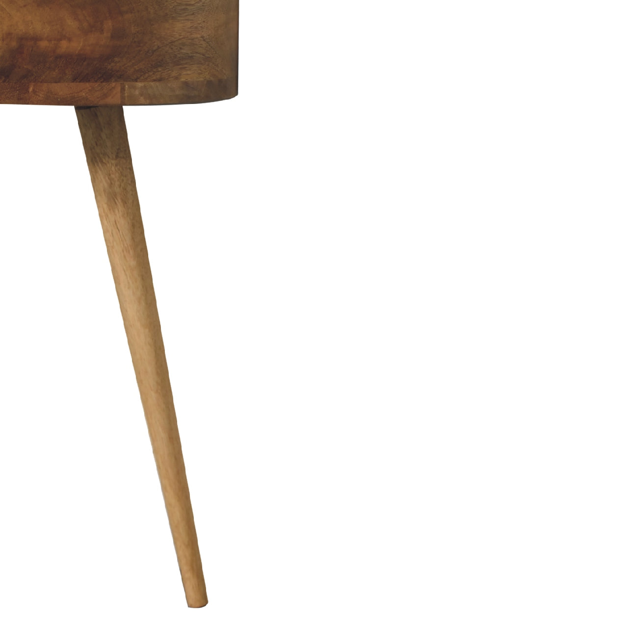 Handgemaakte -Bijzonder nachtkastje – rond – mini – eikenlook – elegant design