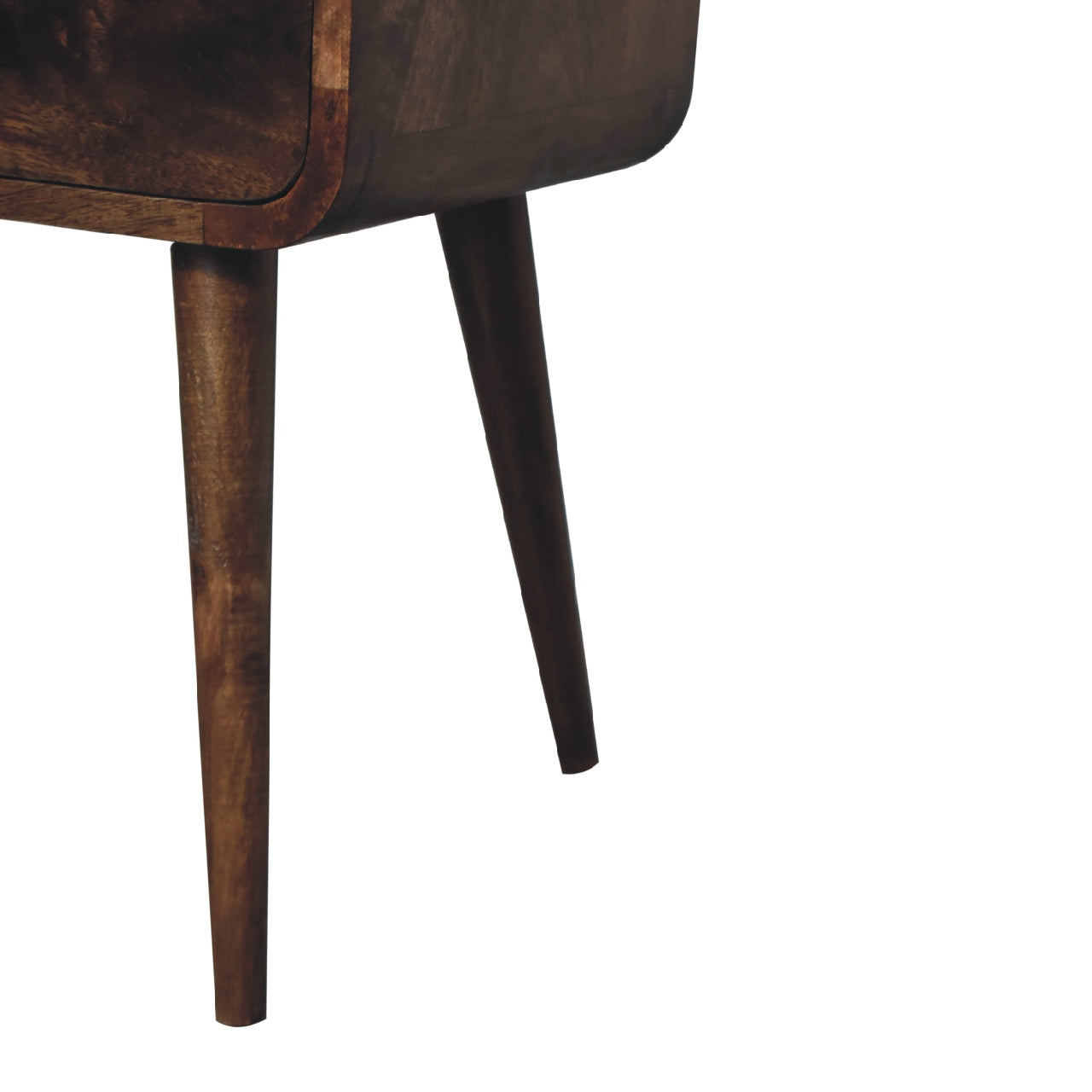 Handgemaakte -Uniek nachtkastje – gebogen – grey wash hout – subtiel & compact