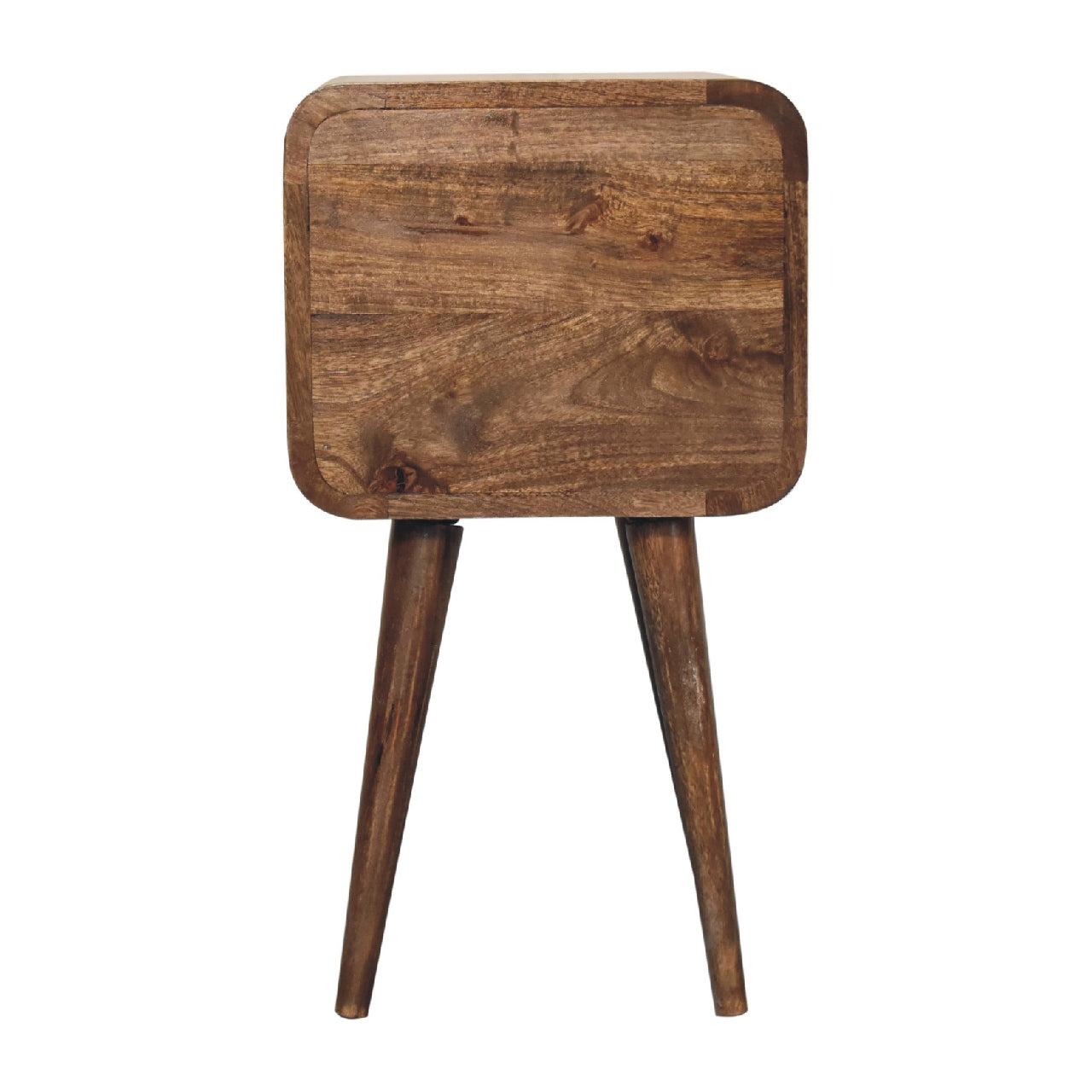 Handgemaakte -Uniek nachtkastje – gebogen – grey wash hout – subtiel & compact