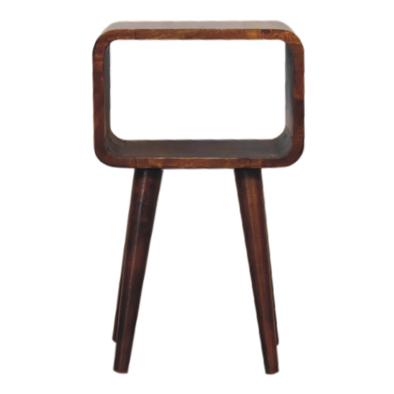 Handgemaakte -Elegant wandkastje – open design – kastanjehout – minimalistisch