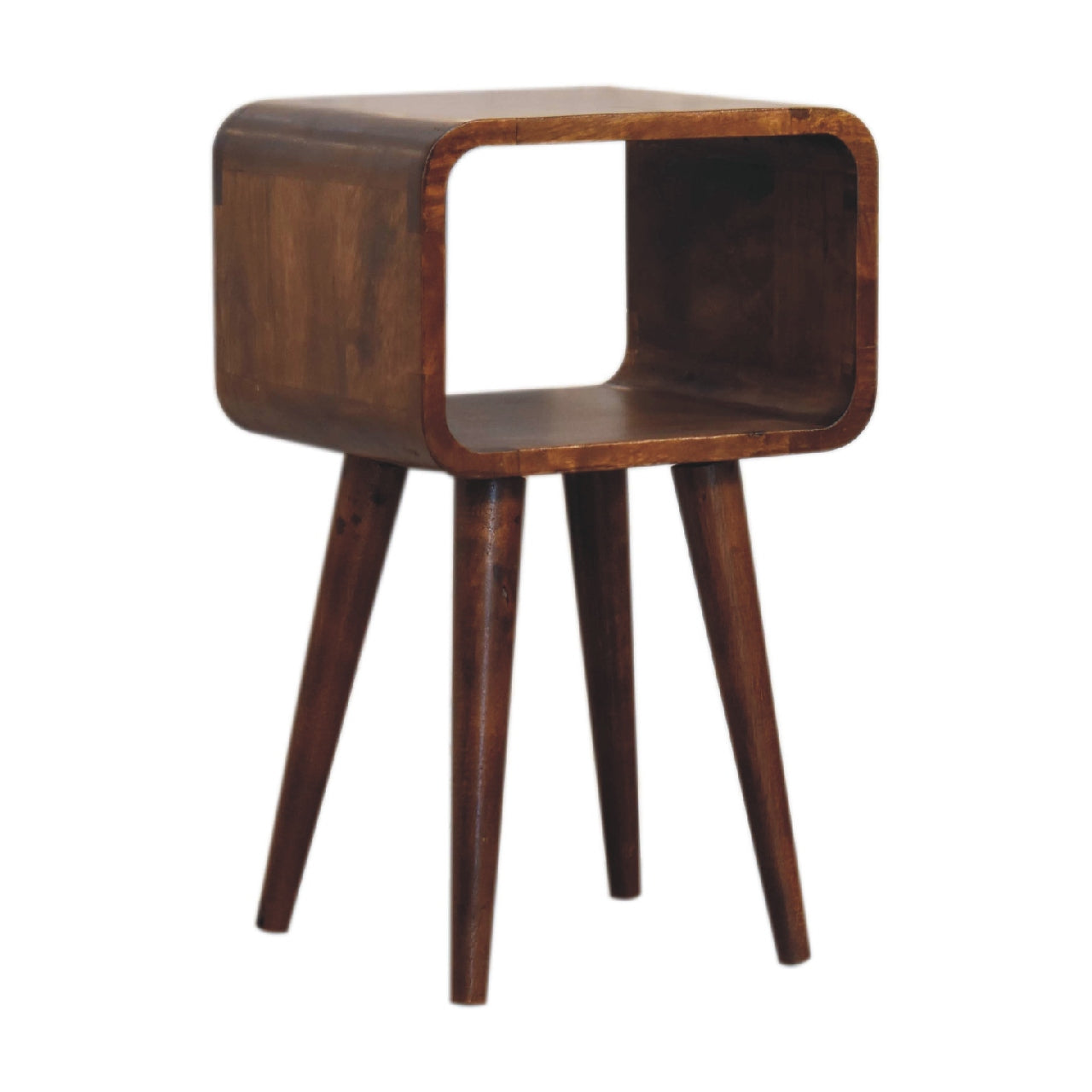 Handgemaakte -Elegant wandkastje – open design – kastanjehout – minimalistisch