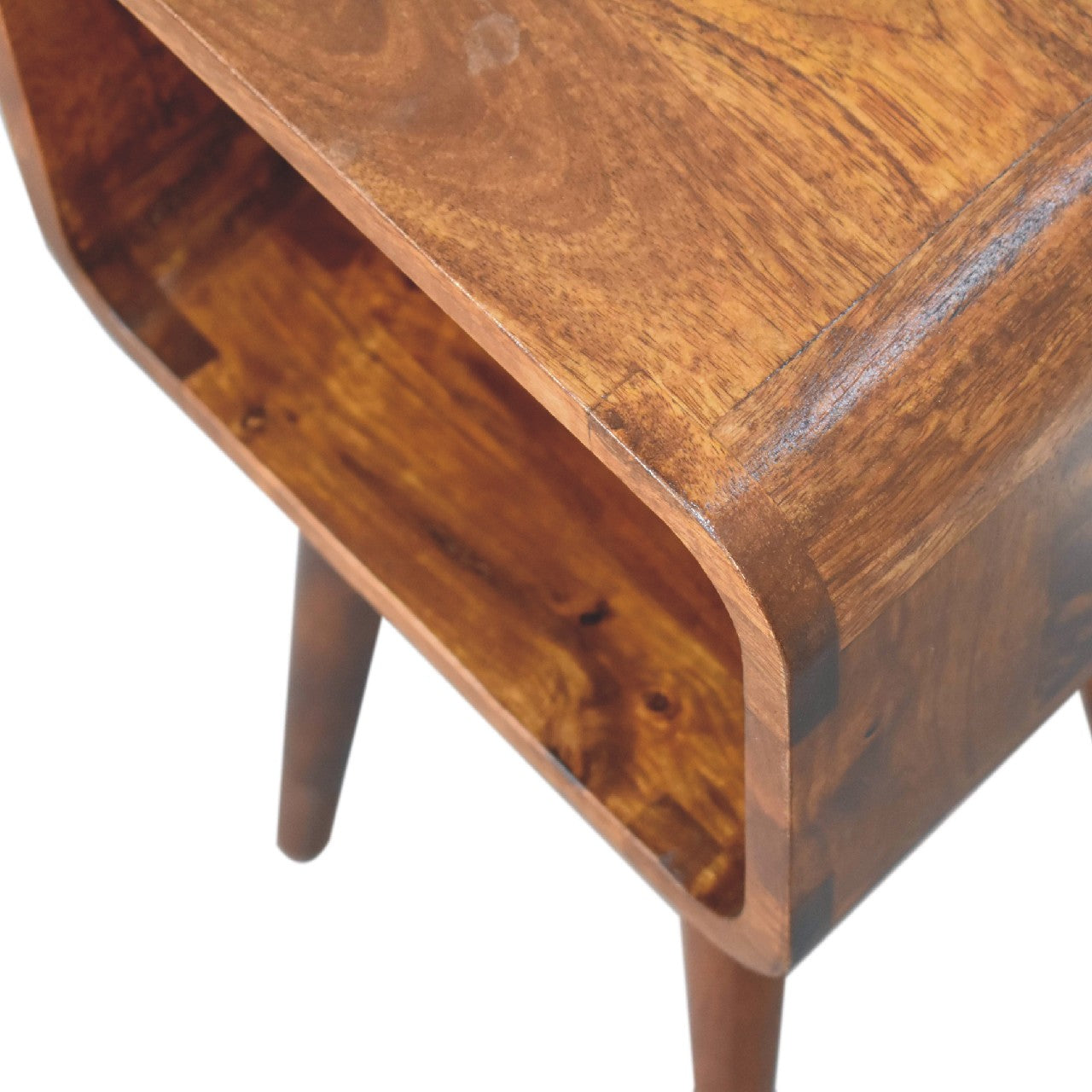 Handgemaakte -Elegant wandkastje – open design – kastanjehout – minimalistisch