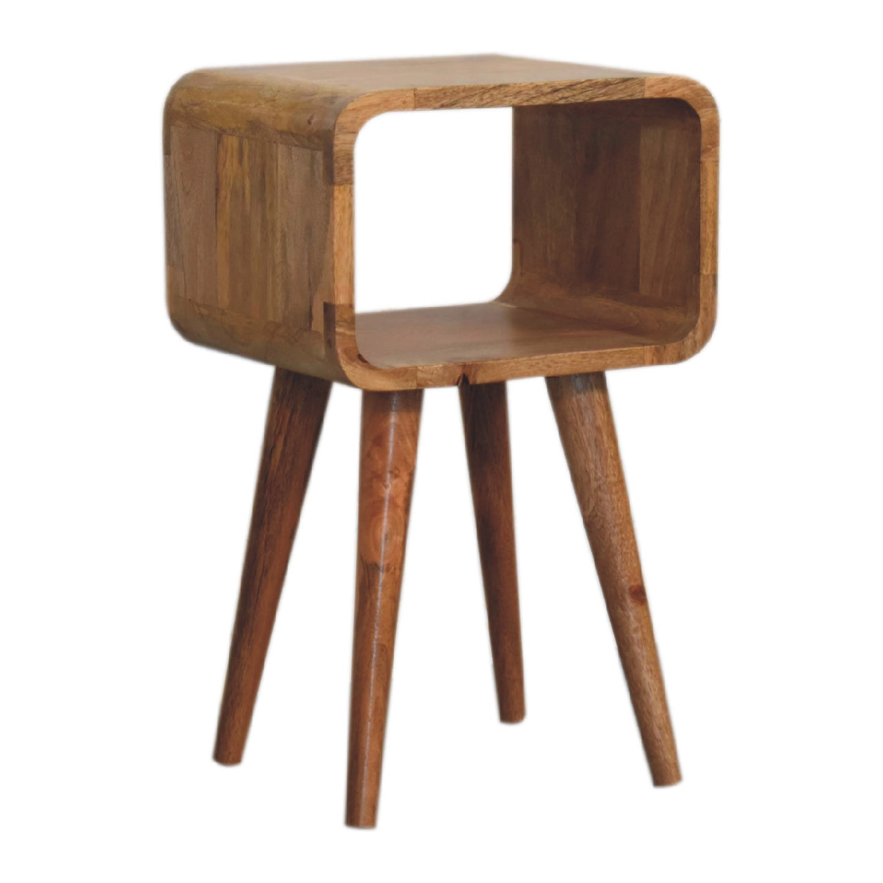 Handgemaakte -Bijzonder nachtkastje – open model – gebogen – stijlvol mini design