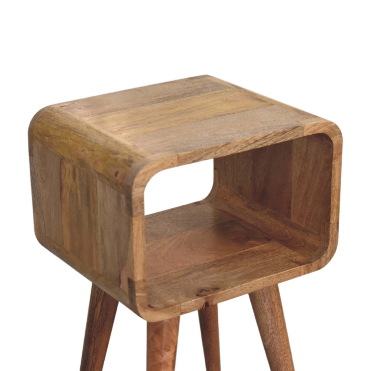 Handgemaakte -Bijzonder nachtkastje – open model – gebogen – stijlvol mini design