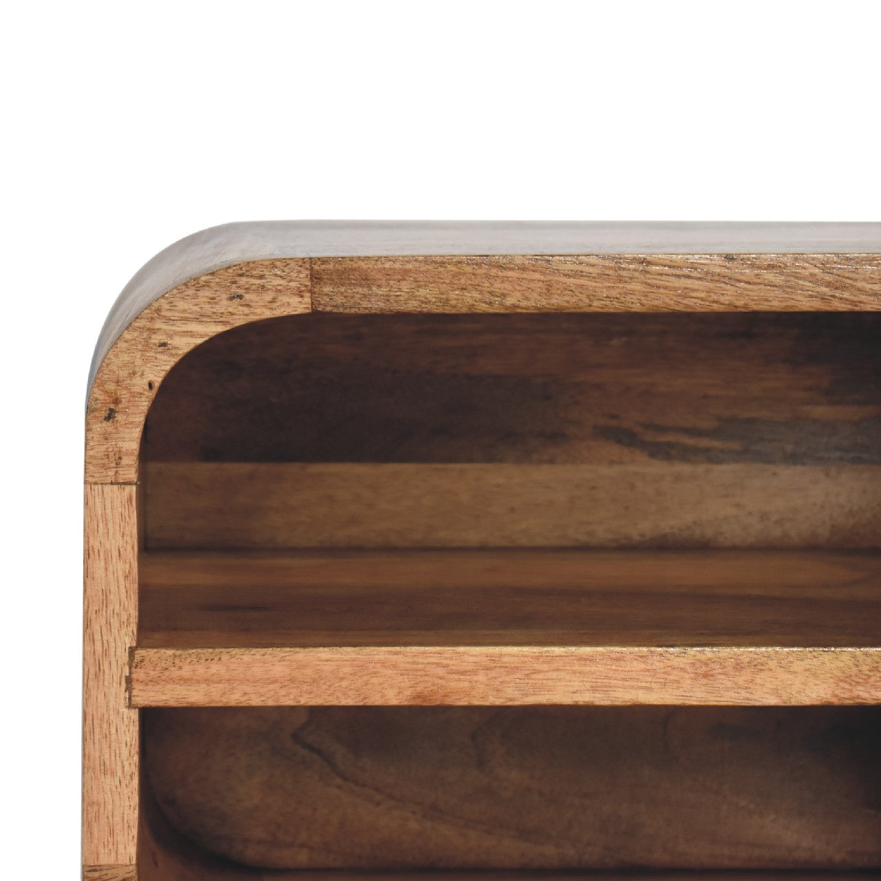 Modern wandkastje – zwevend – open gebogen – eikenlook