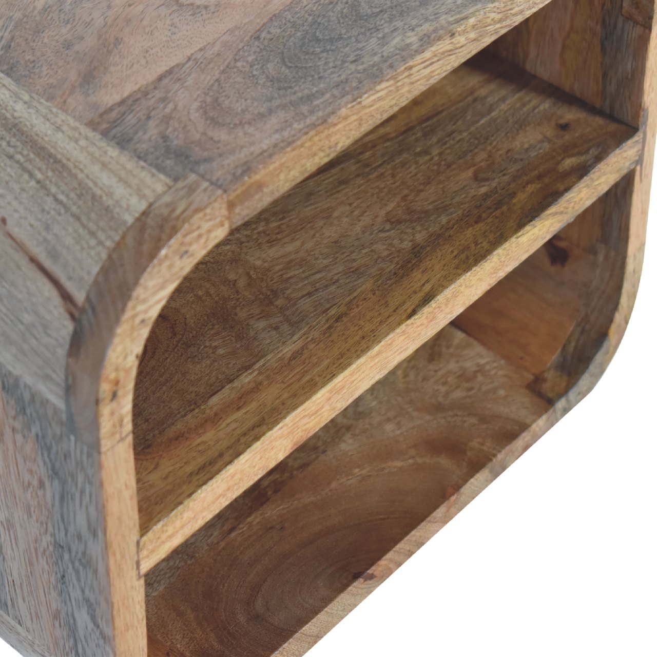 Modern wandkastje – zwevend – open gebogen – eikenlook