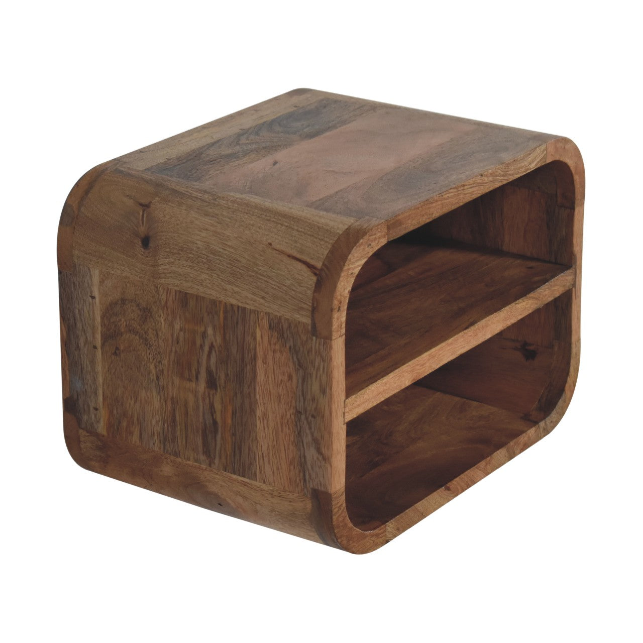 Modern wandkastje – zwevend – open gebogen – eikenlook