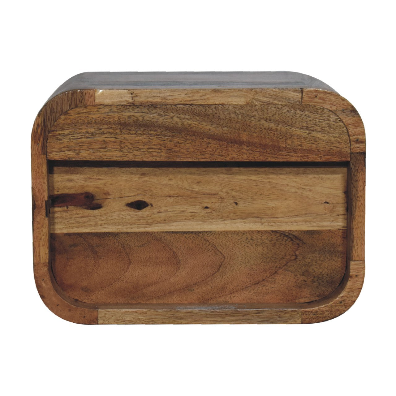 Modern wandkastje – zwevend – open gebogen – eikenlook