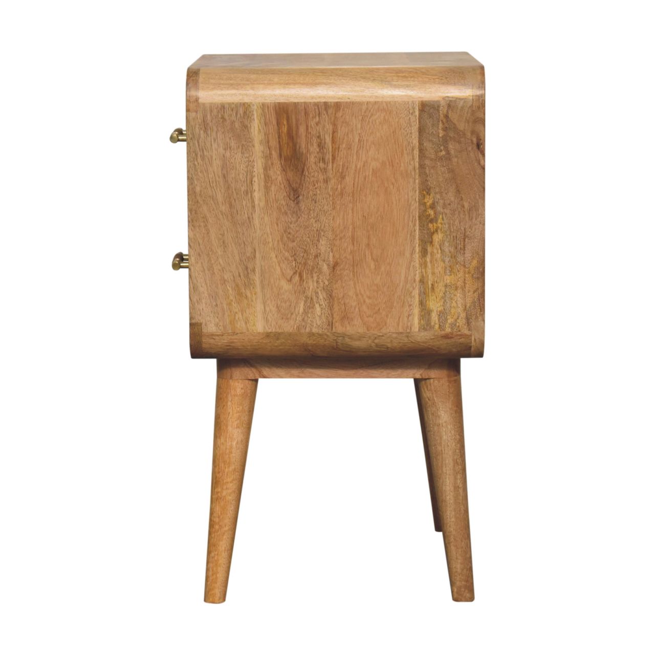 Handgemaakte -Prachtig nachtkastje – ribbel structuur – T-bar lade – houtlook
