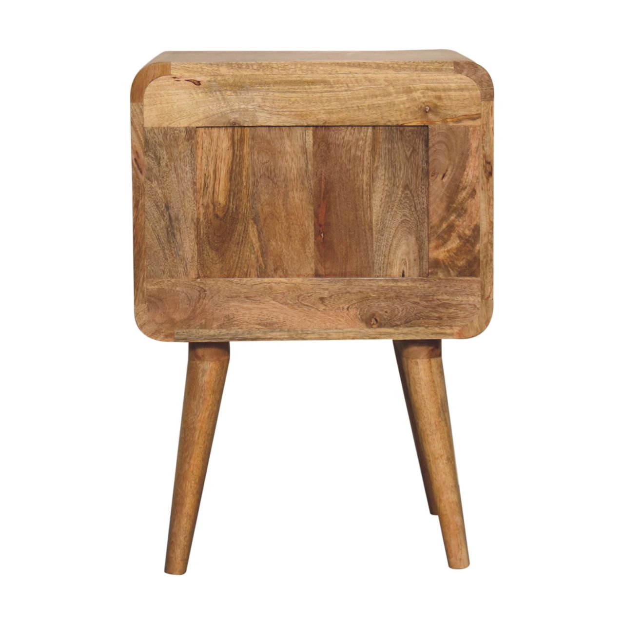 Handgemaakte -Prachtig nachtkastje – ribbel structuur – T-bar lade – houtlook