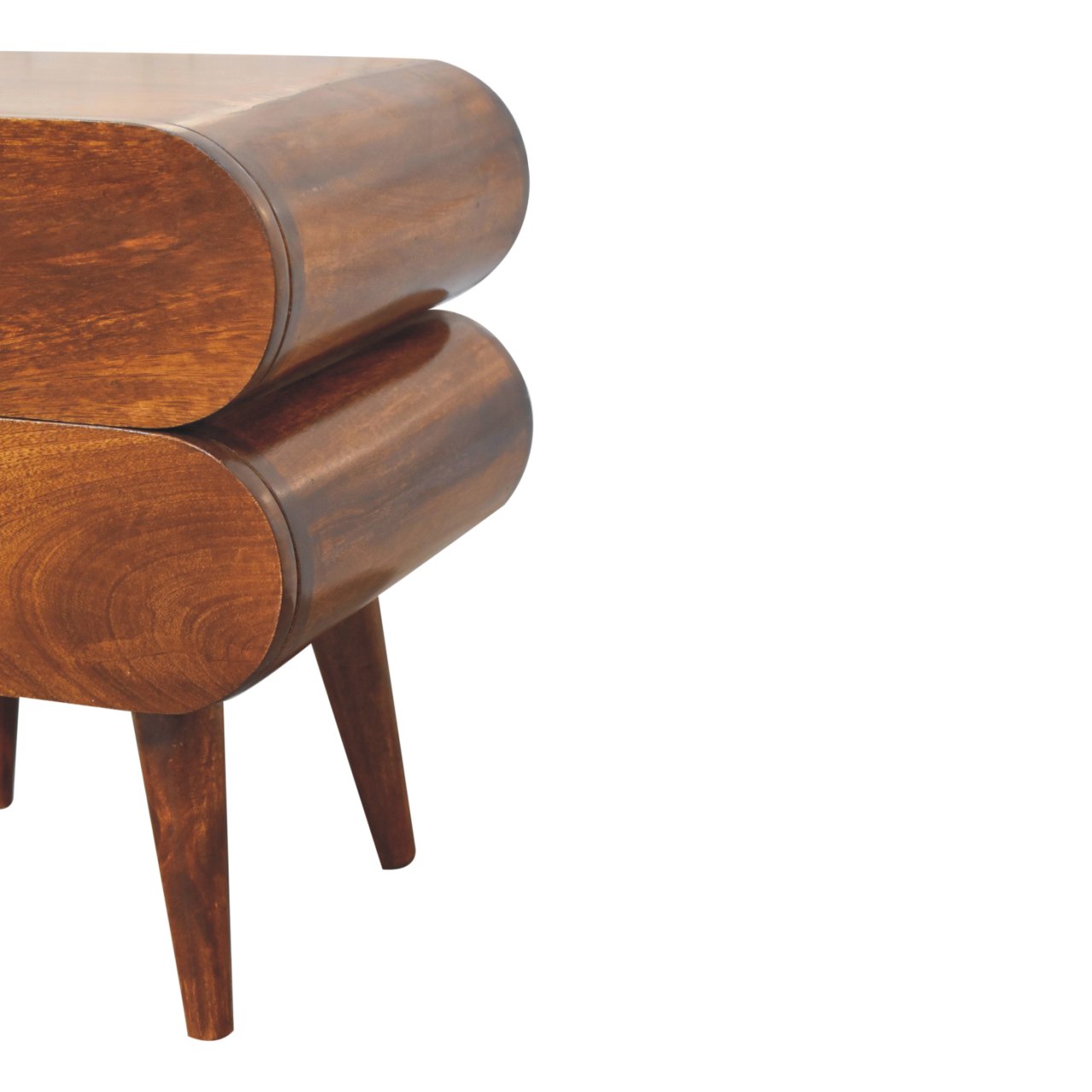 Handgemaakte -Uniek nachtkastje – kastanje – bolvormig design – minimalistisch