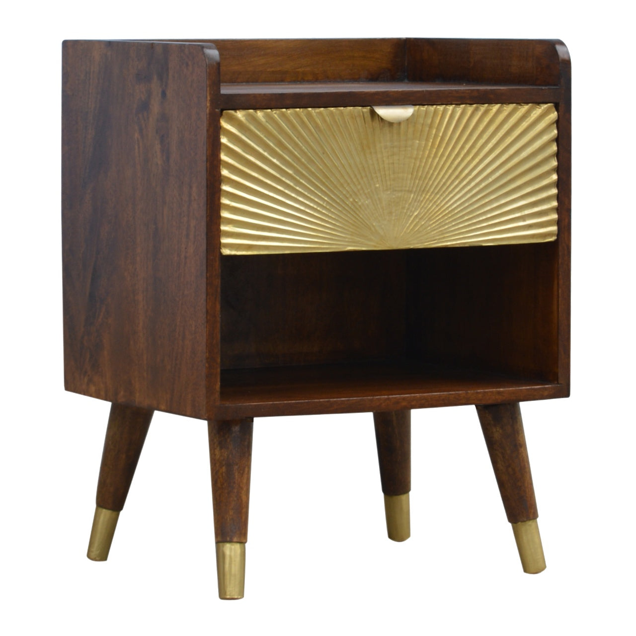 Handgemaakte -Luxe nachtkastje – goudkleurig – lade – Manila design