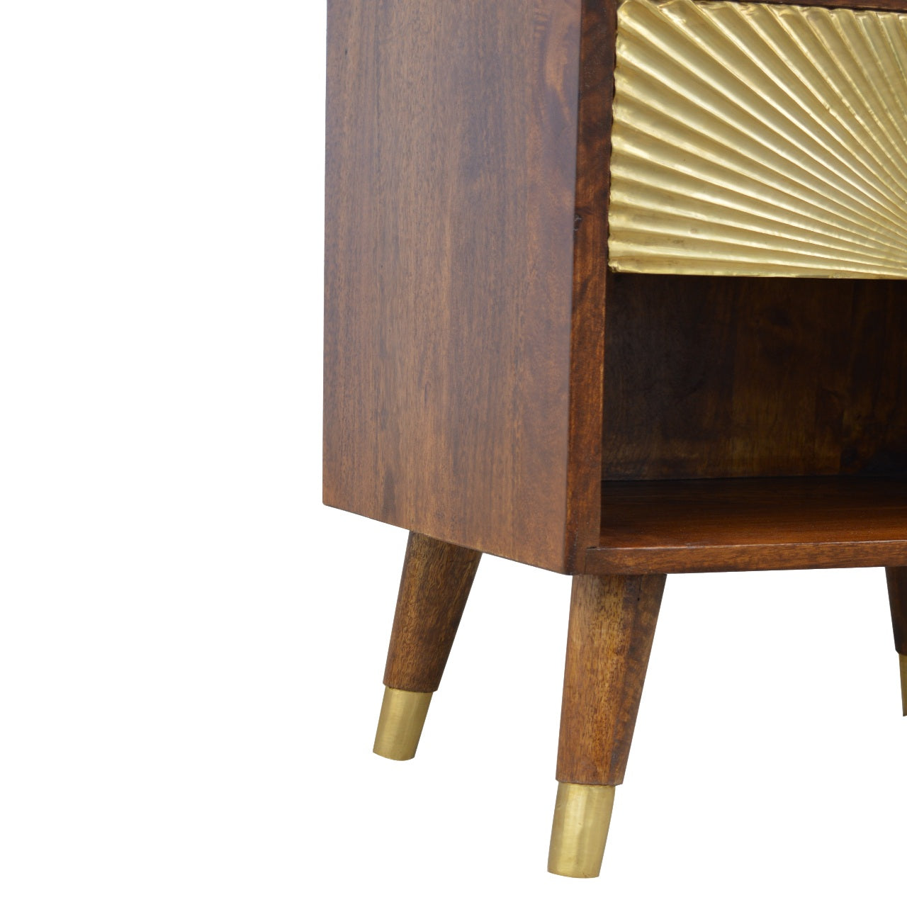 Handgemaakte -Luxe nachtkastje – goudkleurig – lade – Manila design