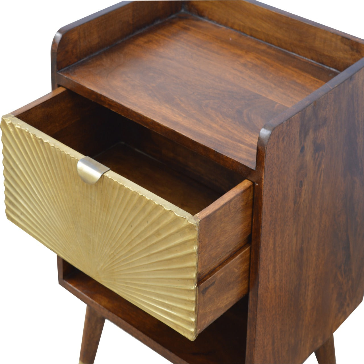 Handgemaakte -Luxe nachtkastje – goudkleurig – lade – Manila design
