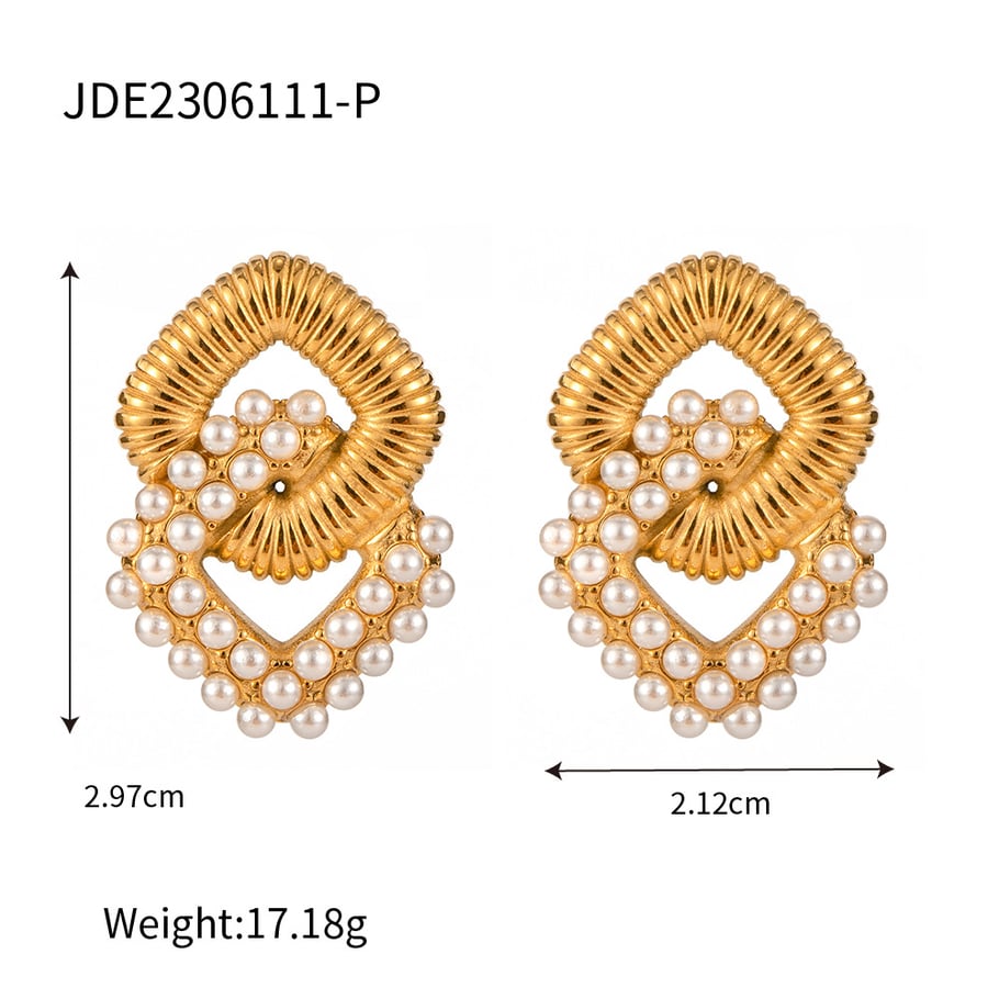Geometrische 18 karaat Goud vergulde Oorbellen met Parelaccent – Elegant & Stijlvol voor Dames