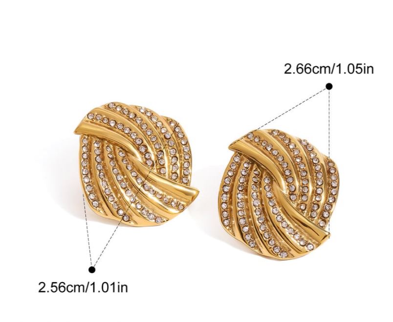 18 karaat Goud vergulde Strass Oorbellen – Waterdicht & Hypoallergeen | Luxe Vierhoekige Damesoorbellen