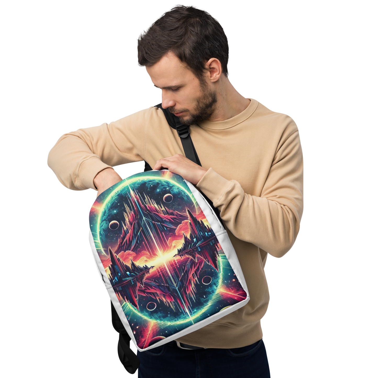 Celestial Mirror: The Gateway to Distant Worlds Backpack white side panel