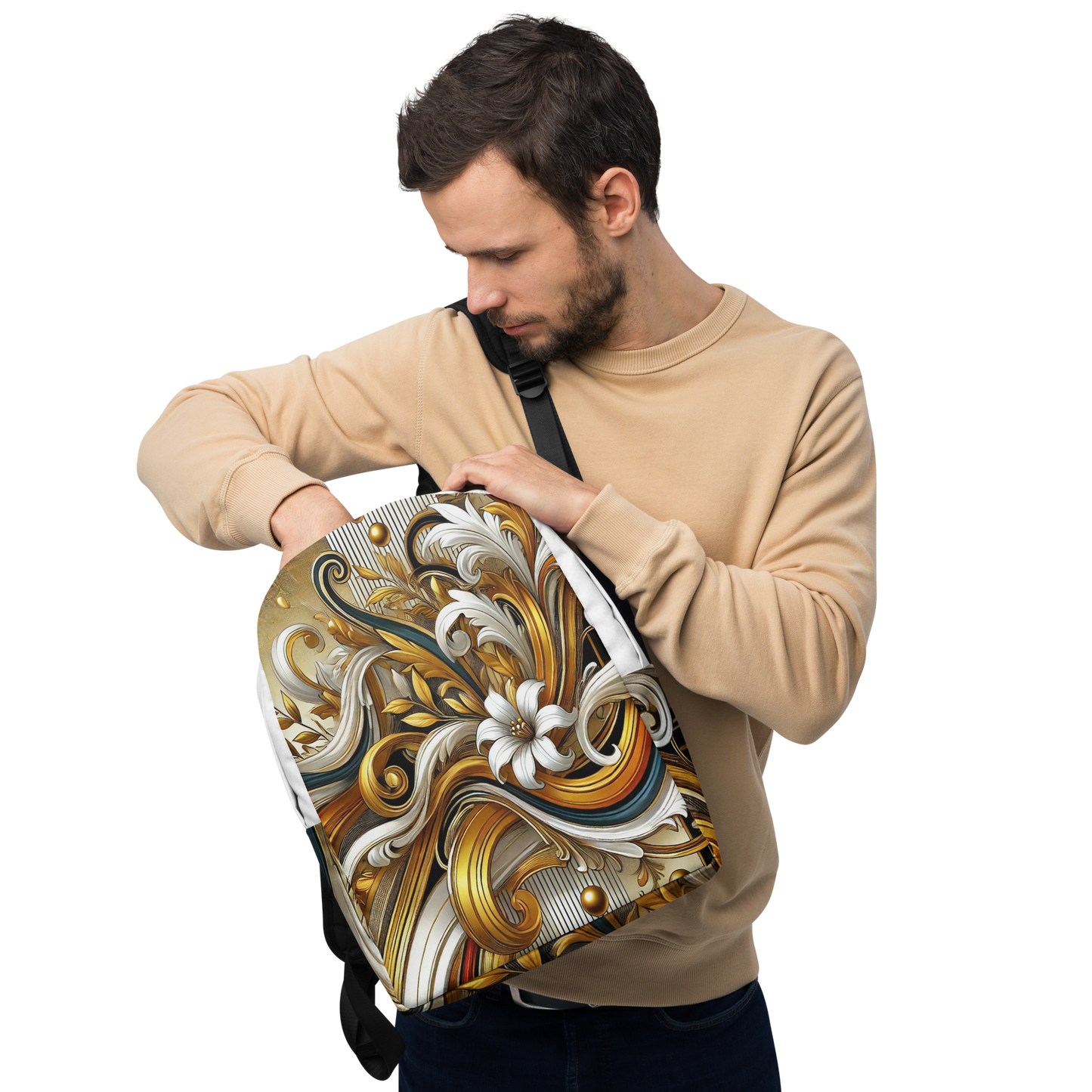 Luxurious Baroque-Inspired Minimalist Backpack