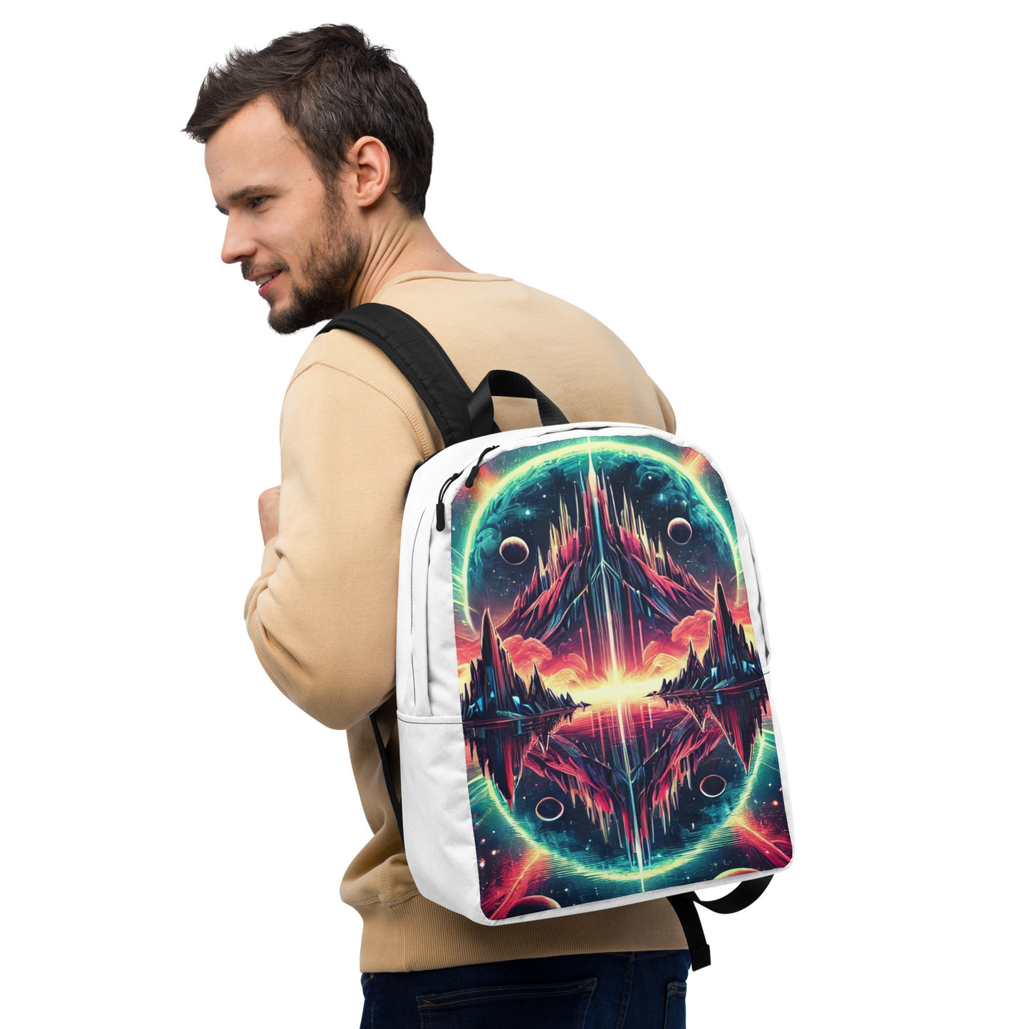 Celestial Mirror: The Gateway to Distant Worlds Backpack white side panel