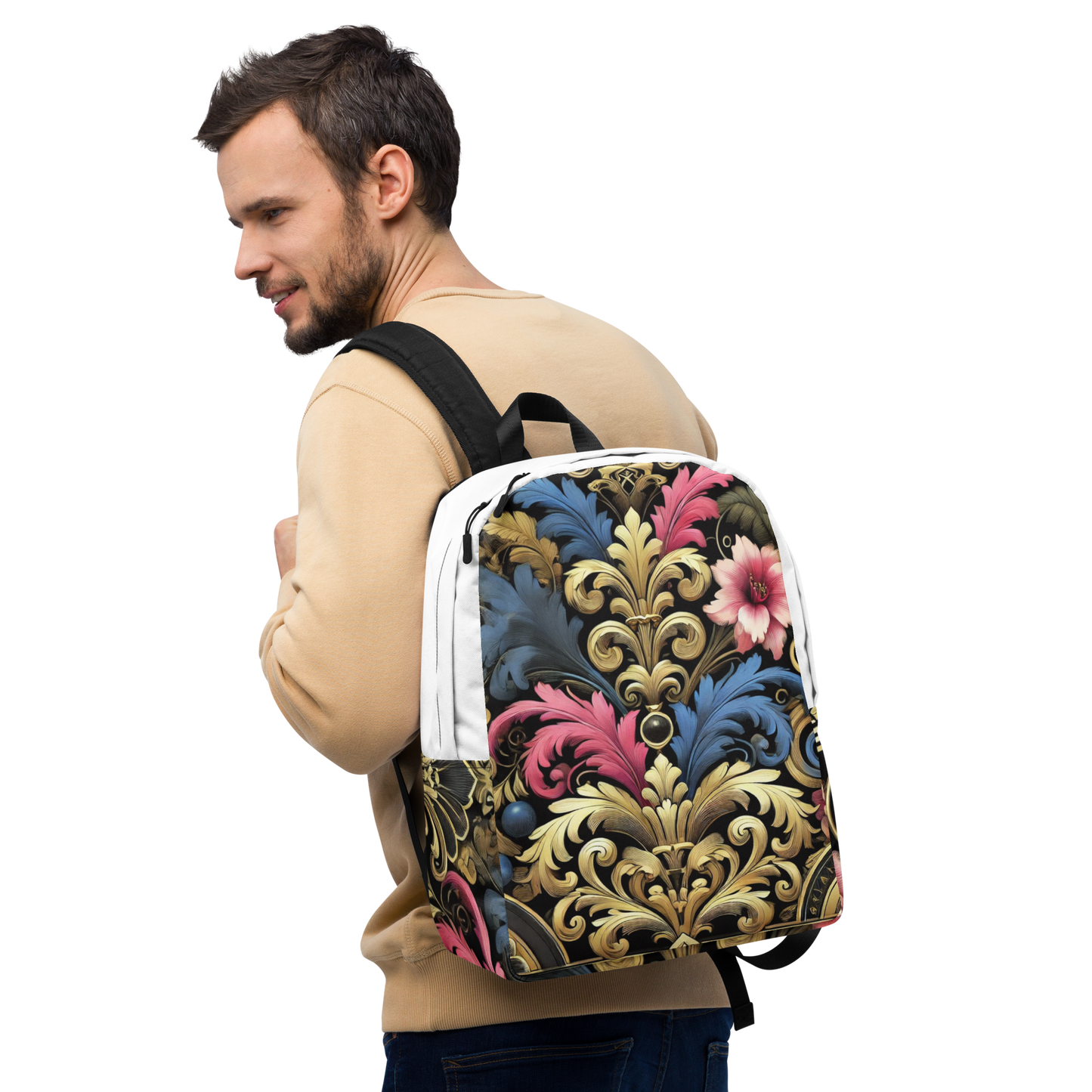 Barok Stijl Rugzak met Bloemenpatroon – Waterbestendig en Ruim Laptopvak