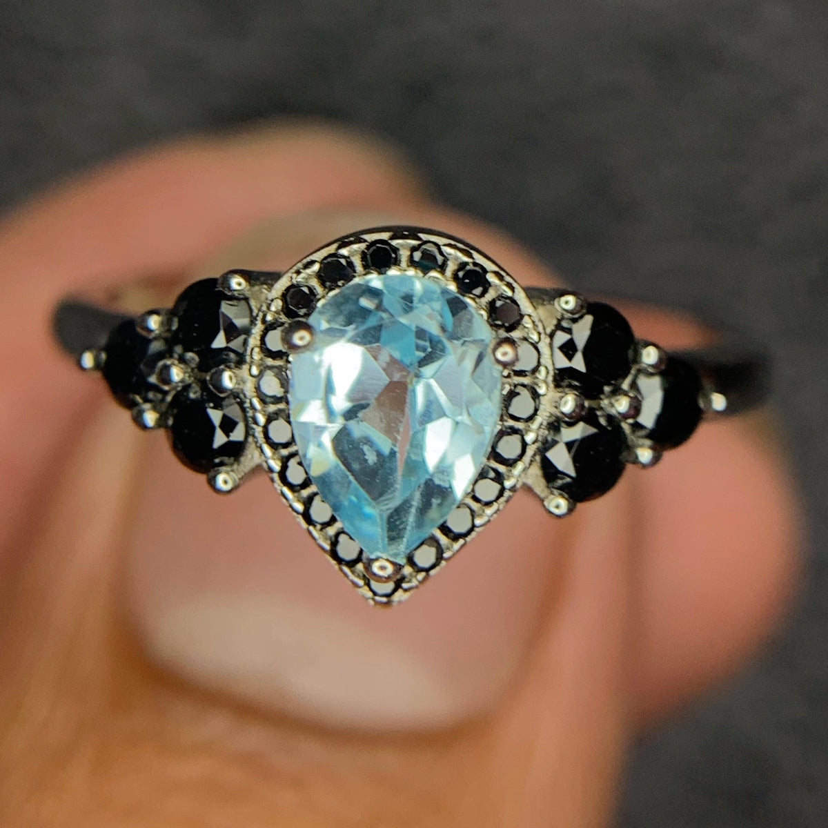 Natuurlijke Swiss Blue Topaas & Spinel Ring – 15,47 ct – 925 Sterling Zilver