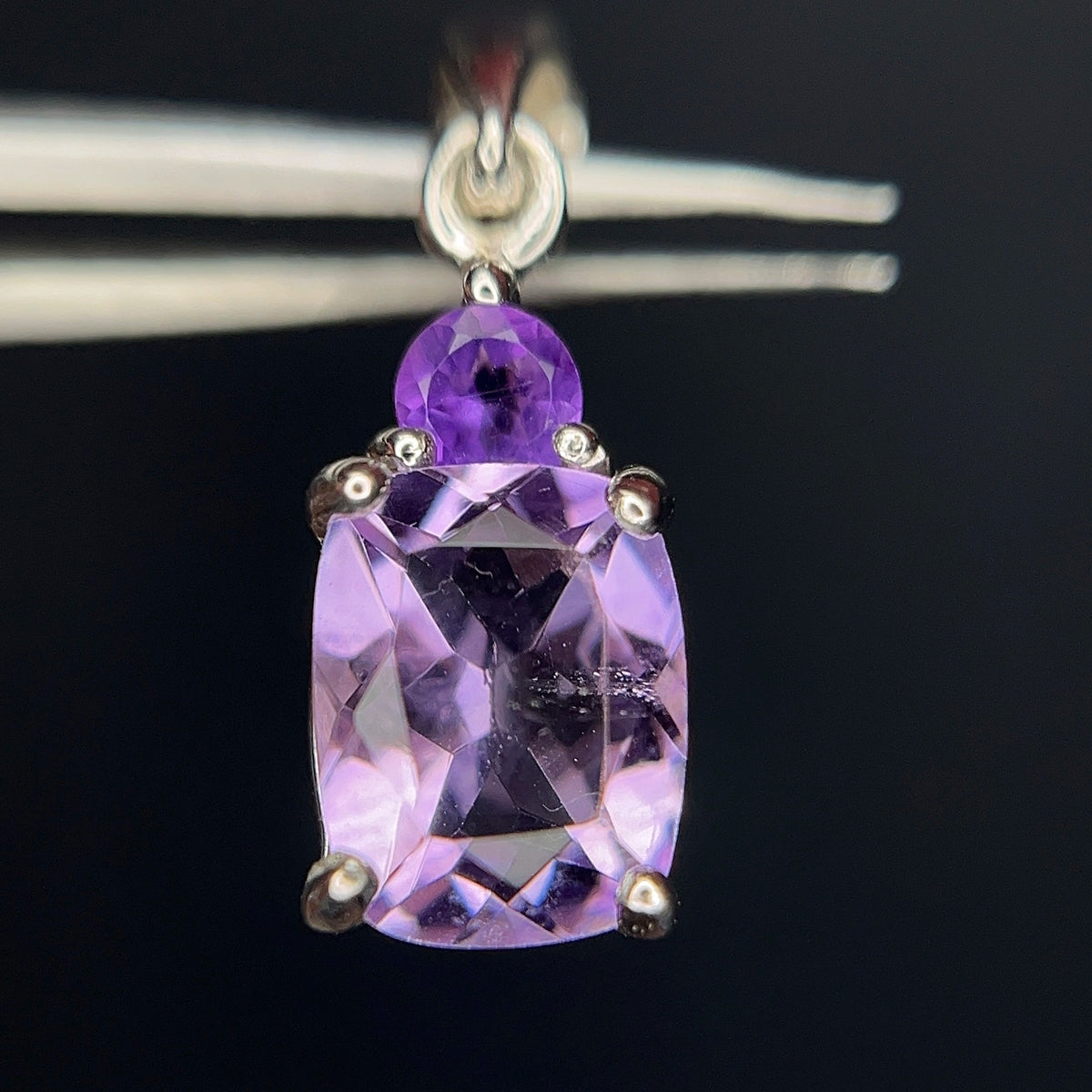 Natuurlijke amethisthanger – 7.53 ct, gerhodineerd, 925 sterling zilver